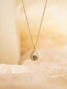 1pc Women Personalized Projection Necklace, 18K Gold Plated Projection Photo Necklace, Customized Girlfriend/Mom/Bridesmaid Jewelry, Birthday Gift - Photo Necklace - View 10