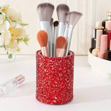 Support de pinceaux de maquillage pailleté - Sac de rangement pour maquillage de dames pailleté rose et noir, grand sac de toilette de voyage, étui à crayons élégant, parfait pour les pinceaux et les produits de beauté essentiels, organisateur de maquillage de voyage | Pour un look brillant | Décoration de salle de bain Organisateur de maquillage d'été Retour à l'école