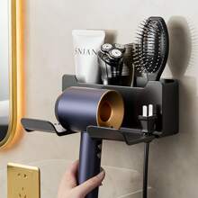 Wall Mount Hair Dryer Holder Rack, Bathroom Hairdryer Storage Organizer, No Drill Wall Mounted Hairdryer Stand Back To School