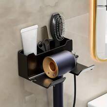 Wall Mount Hair Dryer Holder Rack, Bathroom Hairdryer Storage Organizer, No Drill Wall Mounted Hairdryer Stand Back To School