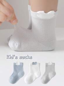 3 pares de calcetines de malla para niños, calcetines de unicolor para bebés hasta la pantorrilla, colores caramelo, calcetines cortos para recién nacidos y niños pequeños, niños y niñas, primavera/verano