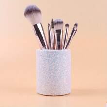 Support de pinceaux de maquillage pailleté - Sac de rangement pour maquillage de dames pailleté rose et noir, grand sac de toilette de voyage, étui à crayons élégant, parfait pour les pinceaux et les produits de beauté essentiels, organisateur de maquillage de voyage | Pour un look brillant | Décoration de salle de bain Organisateur de maquillage d'été Retour à l'école