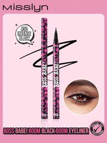 Misslyn BOSS BABE! Boom Black Boom Eyeliner, Waterproof Liquid Ink Eyeliner, Ultra-Pigmented & Waterproof, Creates Bold & Defined Lines, Available In 4 Intense Colors: Brown And Black And Red And Blue, Long Lasting Matte Liquid Eyeliner
