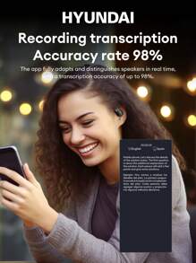 HYUNDAI HYUNDAI Space-Y3Pro AI Version Bluetooth Earphone, Hanging Ear Type With Battery Level Display, Smart Translator For Cross-Language Face-To-Face Communication, Conference Recording AI Assistant, Long Standby Time, With Microphone, Comfortable Open-Ear Wireless Headphone
