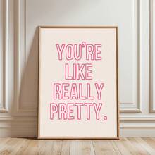 1幅装裱帆布墙画，“你真美”海报，现代风格，粉色浴室装饰，少女风墙面装饰，浴室墙画，可爱浴室装饰，家居装饰，房间装饰，少女风墙画，送给女孩的礼物