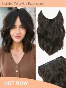 Extensión De Cabello De 12 Pulgadas, Extensiones De Cabello Onduladas Con Clip, Hilo Invisible, Piezas De Cabello Sintético Marrón Oscuro Para Mujer, Uso Diario