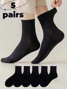5/10 Pairs Of Women's Crew Socks, Professional Sports Mid-Calf Socks, Sports Socks, White Socks, Black Socks, Plain Socks, Socks For Running, Socks For Couples, Summer Socks