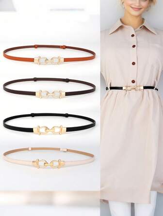 2 piezas Cinturón de cintura delgada para mujer, banda elástica decorativa para la cintura para vestirse, ir al trabajo, citas, vacaciones, decoración versátil y de moda para la cintura