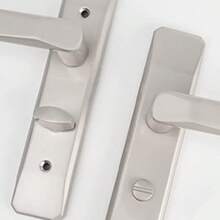 Home Bathroom Door Lock Keyless Kitchen Restroom Toilet Bathroom Universal Aluminum Alloy Door Mute Handle - 平面沙鎳色110孔距-無鎖舌 - 查看 1
