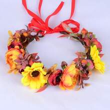 Vintage Floral Wreath Hair Accessories, Faux Rose Flower Crown Headpiece For Girls, Suitable For Bride, Festival, Holiday, Christmas, Valentine's Day, Photography Props, Wedding, Hawaiian Outfit For Women, Party, Christmas Jewelry For Women