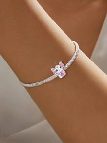 1 pièce Pendentif Charm en argent sterling 925 en forme de lapin, bille convenant aux bracelets, bijoux pour femmes DIY