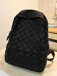 Fashion Women's Backpack With Patchwork Plaid Pattern, Sold With Accessories, School Backpack