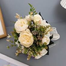 1 Stück künstlicher Rosenstrauß für Braut und Brautjungfern, eleganter natürlicher Stil für Hochzeitsfeier, Fotografie-Dekoration, Sommer-Geburtstags-Geschenke, Schule-Rückkehr-Schul-Utensilien, Zimmer-Dekoration