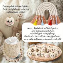 100/50/30/10pcs 20mm Smiling Face Wooden Beads, Natural Wooden Beads For Handicrafts, Round With Holes Suitable For DIY Crafts Crochet Keychain, Jewelry Making, Bracelets, Necklaces And Craft Decorations, Jewelry Making Beads - Multicolor - View 6