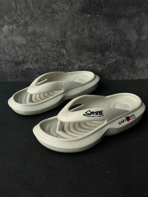 Men's Flip Flops Thick Sole Sandals, Fashionable Squish Feeling Thong Slippers, Lightweight Beach Casual Fashionable Slide Sandals