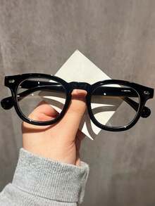 1副/2副豹纹/纯黑透明镜片眼镜，时尚百搭，适合日常、外出、旅行佩戴，男女皆宜。 - 無色 - 查看 2