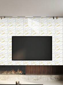 10 pegatinas adhesivas de vinilo de Salpicadero de PVC de mármol artificial autoadhesivo, pegatinas de pared autoadhesivas de corte DIY, resistentes al calor para salpicaderos de azulejos en paredes de baño y cocina, cocina, chimenea, lavadero, paredes de caravana, a prueba de agua, también para sala de estar, dormitorio y pared posterior de TV (5.9/7.87/11.8/15.7/11.4 X 22.4 pulgadas)