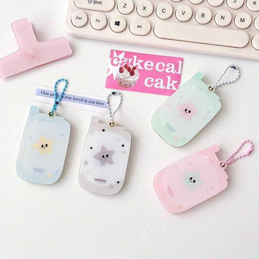Star-Shaped Phone 1 Inch ID Photo Magnetic Card Holder, Acrylic Idol Photo Storage Card Case Backpack Hanger, Bus/ID Card Protector,School Supplies,Back To School - Multicolor - View 1