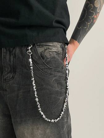 1 st minimalistisk metallpärlkedja för byxor, moderiktig punkstil, lämplig för tonåringar, avslappnad utomhusbruk, sport eller resor, examens-/födelsedagspresent, vardagskläder, sommar