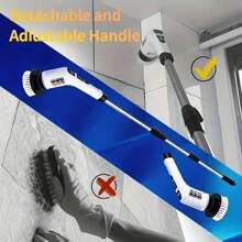 1pc Electric Multi-Functional Cleaning Brush Long Handle Mop Brush Household Extension Telescopic Rod Kitchen Bathroom Toilet Cleaning Magic Seven Brush Heads For A Variety Of Scenarios
