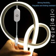 Luces de tira de neón LED con control táctil alimentadas por USB - Flexibles, portátiles, sin punto ciego, iluminación de pared y armario para decoración del hogar, lectura, fondo de TV y mejora del ambiente, luces de neón para dormitorio