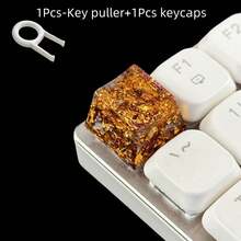2pcs Creative ABS Resin Translucent Gold Foil Keycaps, Fits Mechanical Keyboards Decoration, OEM R4 Height, Best Gift For Computer Enthusiasts - Multicolor - View 17