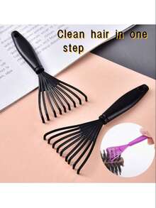 2pcs Cleaning Comb Set - Air Cushion Brush, Plastic Curling Comb, Cleaning Hook Comb - Multicolor - View 2