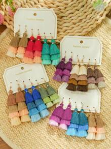 TopHanqi Set de 12 pendientes con flecos bohemios para mujer, pendientes colgantes de múltiples capas para playa, vacaciones, viajes, uso diario, fiestas, regalos, versátil