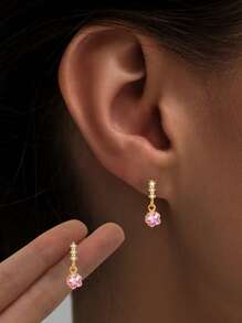 1 pièce Boucle d'oreille à fleur en cristal avec pompon en argent sterling 925 pour femme, mariage, fête, bijoux, cadeaux, accessoires mode, créatif