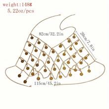 New Arrival Rhinestone Circle Pendant Mesh Chest Chain, European And American Fashion Body Chain - Gold - View 8