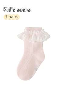 1 Pair Girls Spring/Summer Mesh Lace Edge Socks, Baby Candy-Color Princess Dopamine Lolita Mid-Calf Socks - Multicolor - View 10