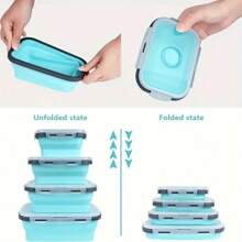 [1/4pcs Collapsible Silicone Food Storage Containers] 1/4pcs Silicone Food Storage Containers With Lids, Collapsible Lunch Box Set, Microwave & Dishwasher Friendly, Space-Saving Design, With Portable For School, Office, And Home Kitchen,School Supplies
