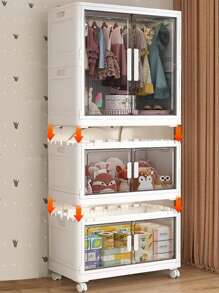 5/4/3/2/1 Layer No Installation Folding Storage Cabinet, Home Use Baby Clothes Wardrobe, Thickened Kids Clothing & Toy Plastic Organizer