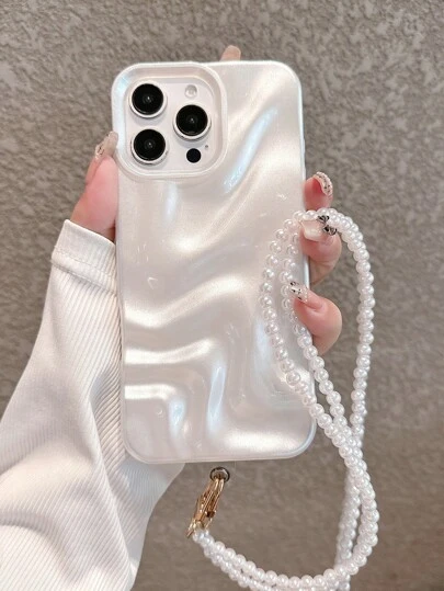 高级斜肩长款珍珠挂绳手机壳，珍珠白，适用于 17 Pro Max/17 Pro/17 Air/17/16 Pro Max/16/16 Pro/16 Plus/15/15 Pro Max/15 Pro/15 Plus/11/12/13/14 Pro Max/11 Pro/11 Pro Max/12 Pro/12 Pro Max/13 Pro/13 Pro Max/7 Plus/14 Pro/14 Pro Max/14 Plus/12 Mini/13 Mini/16E，极简创意软壳