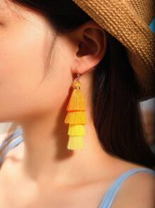 TopHanqi Set de 12 pendientes con flecos bohemios para mujer, pendientes colgantes de múltiples capas para playa, vacaciones, viajes, uso diario, fiestas, regalos, versátil