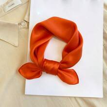 1pc Women Plain Color Faux Silk Satin Scarf, Minimalist Elegant Versatile Neckerchief, Suitable For Daily Outing, Date, Party, Wearing - Multicolor - View 19