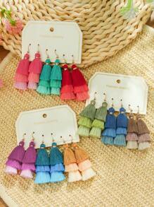 TopHanqi Set de 12 pendientes con flecos bohemios para mujer, pendientes colgantes de múltiples capas para playa, vacaciones, viajes, uso diario, fiestas, regalos, versátil