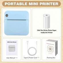 Thermal Mini Printer With RGB Light - Portable Wireless Pocket Blue-Tooth Inkless Photo Printer For IOS Android Mobile Phone, For Friends, Family Gifts, With Rolls Thermal Paper - Multicolor - View 15