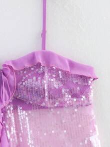 ZEVITY Women's Sequin Patchwork Camisole Top 2501 - Purple - View 3