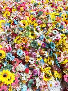21pcs DIY Hanging Flower Garland With Fishline - 20pcs Polyester Artificial Flowers, Random Color Floating Petals, Spring Decorative Petal Rainfall Scene, For Weddings And Engagements, Wedding Decoration | Vibrant Flower Garland | Artificial Flowers, Flower Decorations