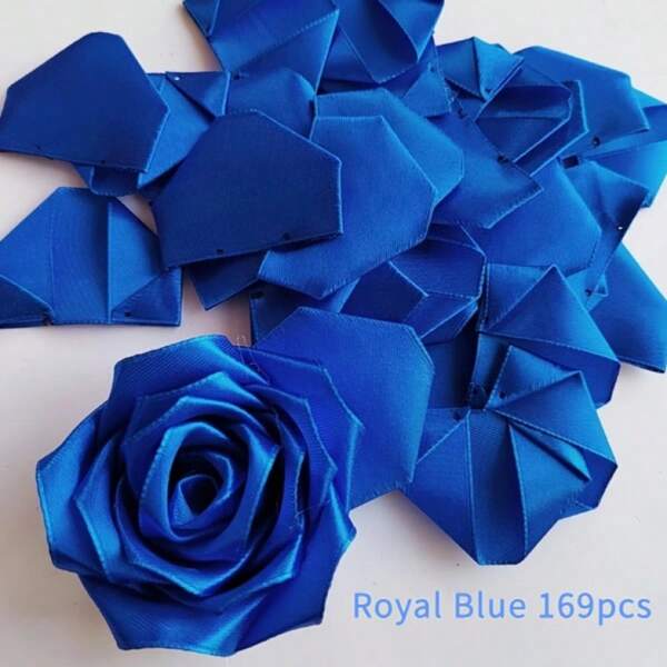 169PCS Rose Petal Ribbons, 13pcs Half Finished Forever Rose, Handcrafted Fabric Flower Ribbons With Stamping/Heat Transfer, Pink Rose Petal Decor For Valentine's Day/Mother's Day/Wedding/Graduation/DIY Crafts/Scrapbooking/Gift Wrapping