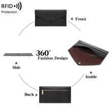 Neue RFID-diebstahlsichere Bürstenstruktur Damen Geldbörse mit Lychee-Muster aus weichem Leder, langes Kuvert-Design, ultraschlicht, Clutch-Tasche für Frauen, Geldbeutel, Geldbörse für Herren, Mini-Geldbörse