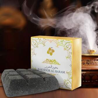 高级香，BAKHOOR AL-RAAS 香块，檀香粉、乌木粉、麝香和香料糖 | 9 块方形香砖，多种香味（40 克）