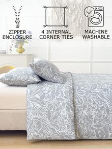 柔软超细纤维花卉图案被套套装 - 最佳两件套/三件套床上用品套装 - 包括 1 个被套和 1/2 个枕套 - 价格实惠，品质优良，适用于单人床、双人床、加大双人床、标准双人床