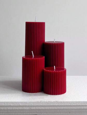 红色圆柱形香薰蜡烛，装饰蜡烛套装，蜡烛摆件，送给闺蜜的礼物，送给女士的礼物，冬季礼物，家居装饰蜡烛，圣诞锥形蜡烛，婚礼圣诞装饰房间装饰，圣诞礼物