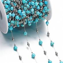 1meter Stainless Steel Chain With Stone Beads Charms Chain DIY Bracelet Necklace For Jewelry Making Supplies - Chain - View 13