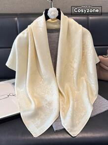 1 pièce écharpe carrée élégante à imprimé floral métallique brillante, foulard de tête pour femmes, châle pour toutes les occasions