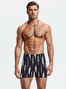 Herren kurze Hose mit Muster, geeignet für Schwimmen, Surfen, Urlaub und Strände, Herren Badeshorts, Hawaii-Stil - Schwarz und Weiss - Übersicht 3
