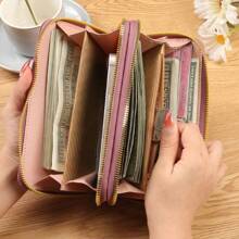 New Style Women Long Wallet, Fashion Clutch Hand Bag, Double-Zipper Cell Phone Purse With Large Capacity & Multiple Card Slots, Suitable For Daily Use, Shopping, Office, Outings, Mother's Day/Birthday Gift