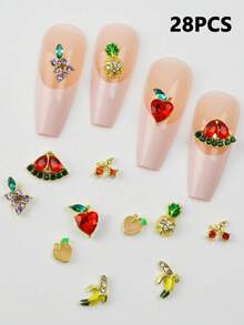 10/28 Peças Decorações de Arte de Unhas em Formas Mistas, Cor Sólida, Adequado para Manicure DIY de Mulheres e Meninas, Decoração de Jóias para Unhas, Suprimentos para Unhas, Encantos para Unhas, Gemas para Unhas